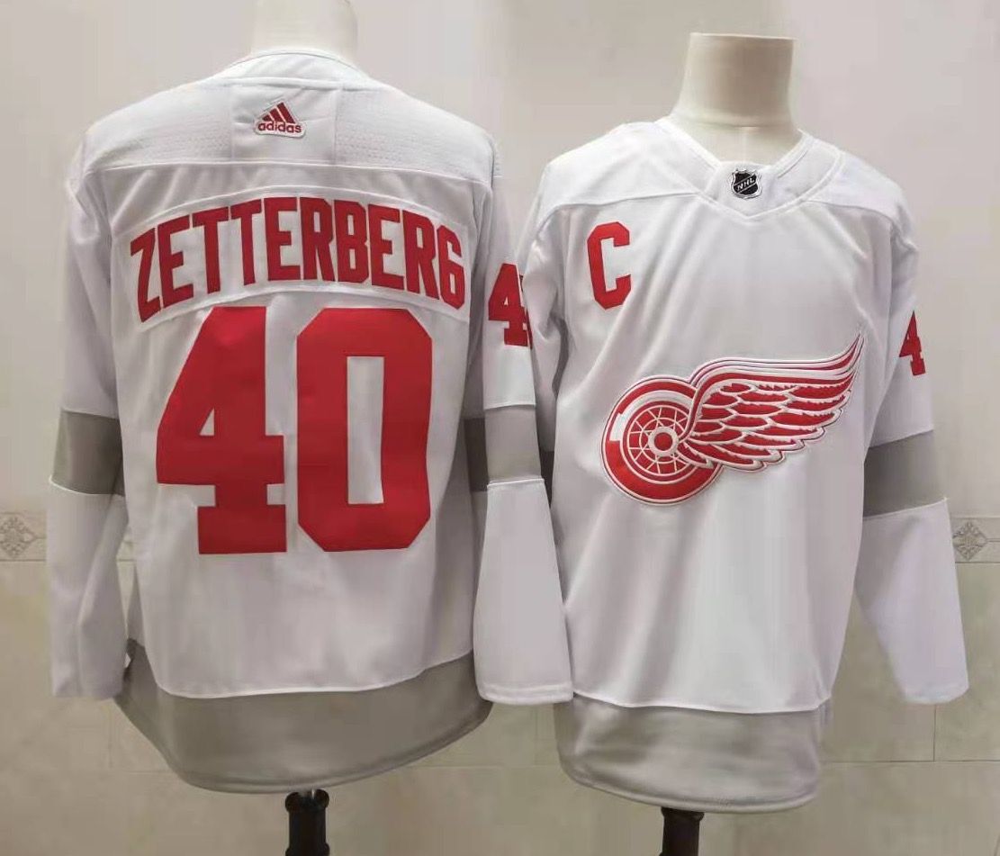 Cheap 2021 Adidias Detroit Red Wings 40 Zetterberg White Men Reverse Retro Alternate NHL Jersey